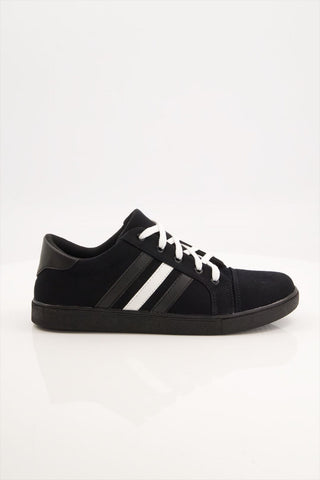 Men White Black Stripe Sneakers