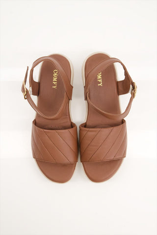 Women Sheep Leather  Brown Sandal