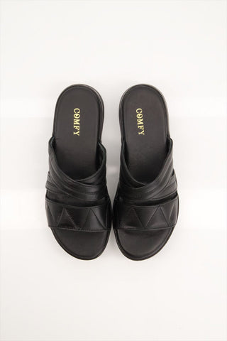 Women Medicated Black Sheep Leather Slipper