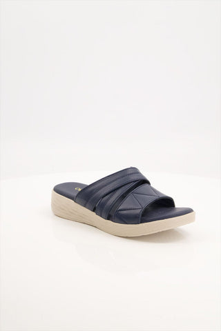 Women Medicated Navy Sheep Leather Slipper