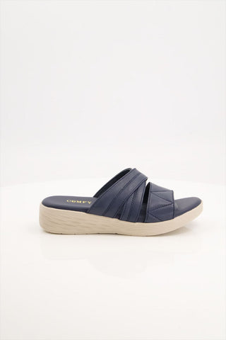 Women Medicated Navy Sheep Leather Slipper