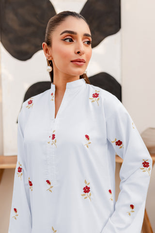 White Women Trendy Embroidered 2pc Set