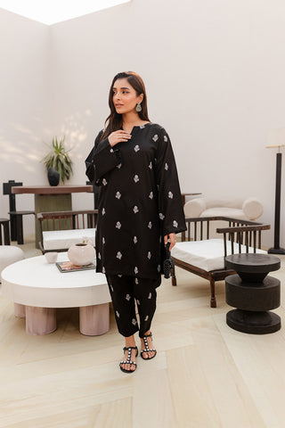 Black Women Trendy Embroidered 2PC set