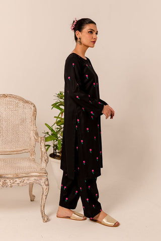 Black Women Trendy Embroidered 2PC set