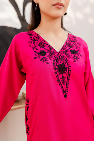 PINK Women Trendy Embroidered 2PC set