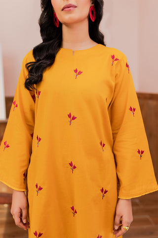 Yellow Women Trendy Embroidered 2PC set