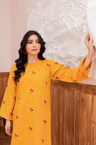 Yellow Women Trendy Embroidered 2PC set