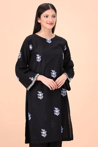 BLACK Women Trendy Embroidered 2PC set